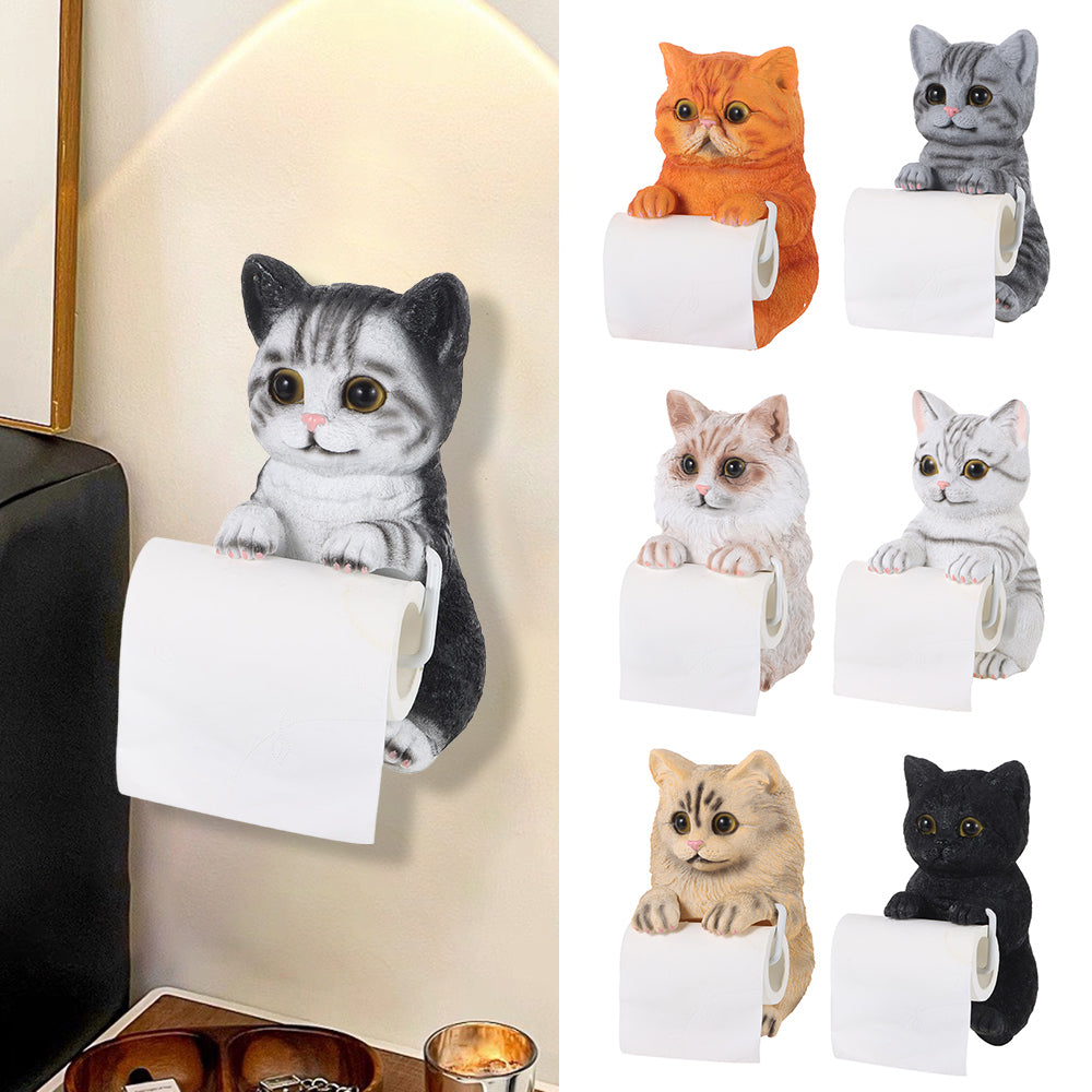 Resin Cat Toilet Paper Holder Wall Mounted Storage Dispenser Bathroom Paper Towel Dispenser Kitchen Tissue Dispenser