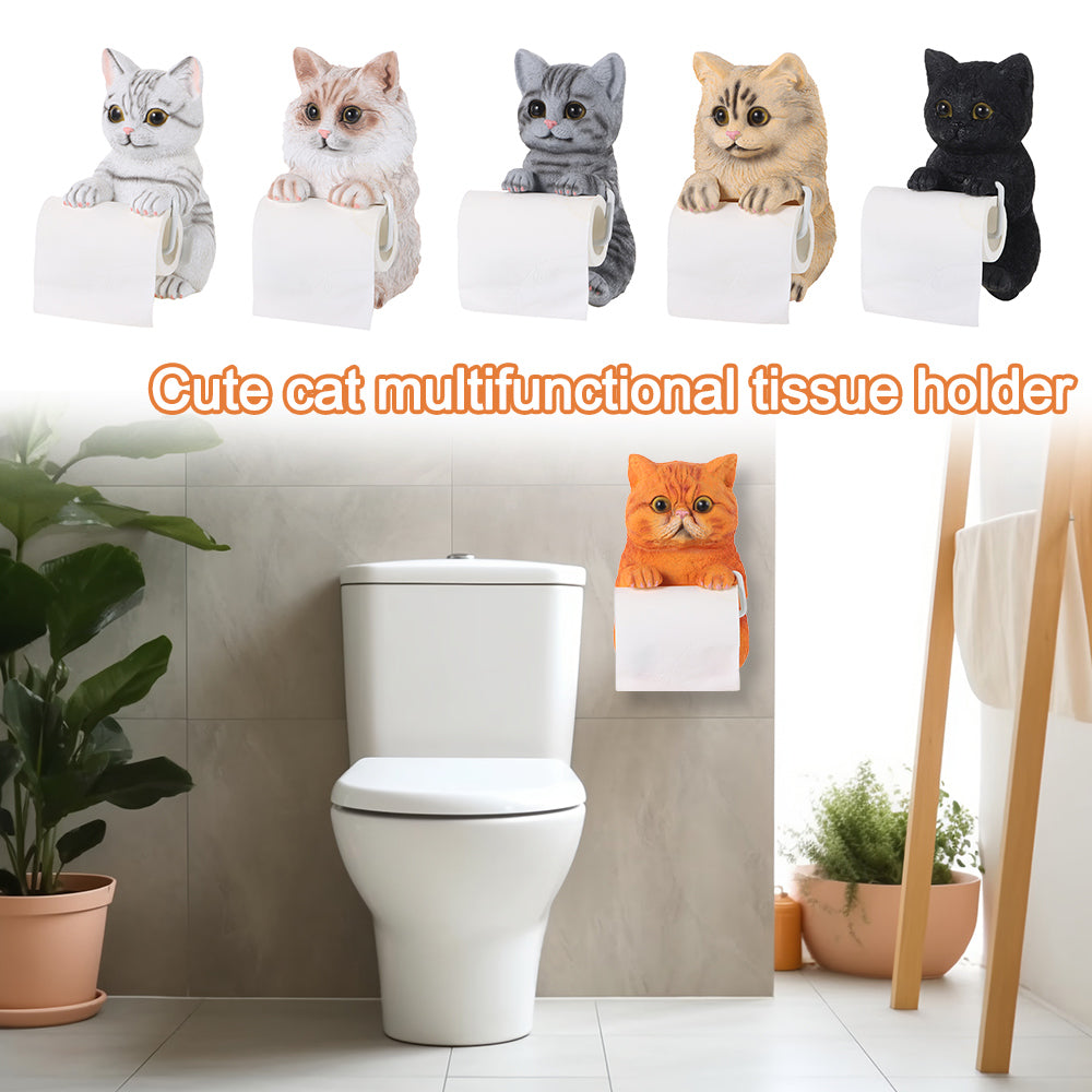 Resin Cat Toilet Paper Holder Wall Mounted Storage Dispenser Bathroom Paper Towel Dispenser Kitchen Tissue Dispenser