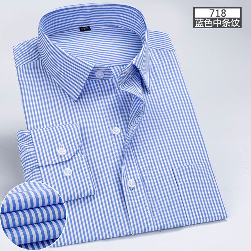 Spring and Summer New Striped Long-Sleeved Shirts for Men, Business Casual Workwear, Breathable Shirts, Cross-Border European and American Bestsellers on Amazon