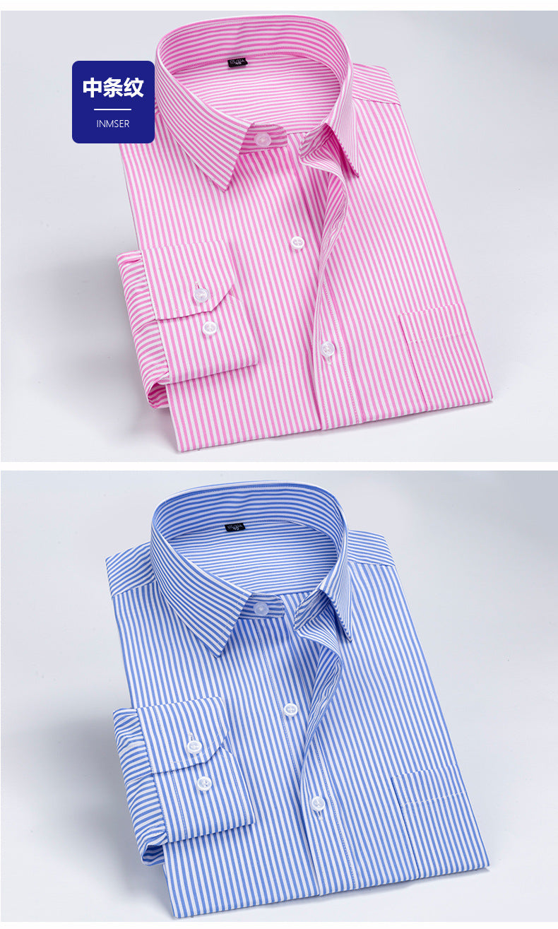 Spring and Summer New Striped Long-Sleeved Shirts for Men, Business Casual Workwear, Breathable Shirts, Cross-Border European and American Bestsellers on Amazon