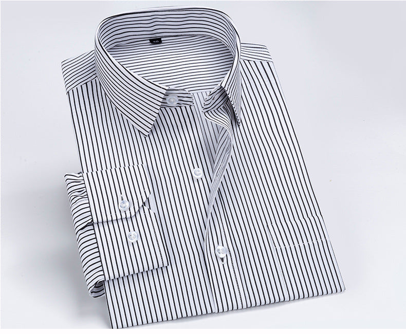 Spring and Summer New Striped Long-Sleeved Shirts for Men, Business Casual Workwear, Breathable Shirts, Cross-Border European and American Bestsellers on Amazon