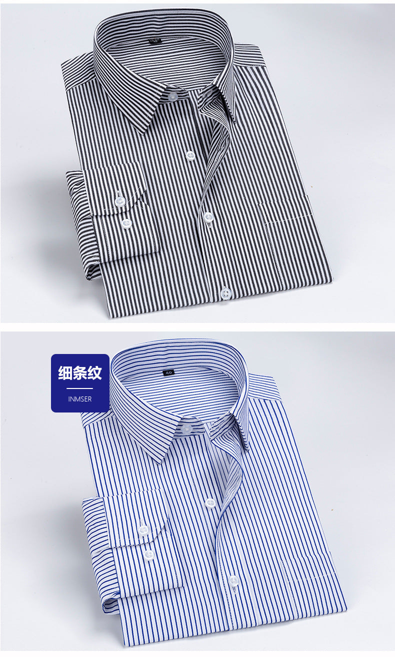 Spring and Summer New Striped Long-Sleeved Shirts for Men, Business Casual Workwear, Breathable Shirts, Cross-Border European and American Bestsellers on Amazon