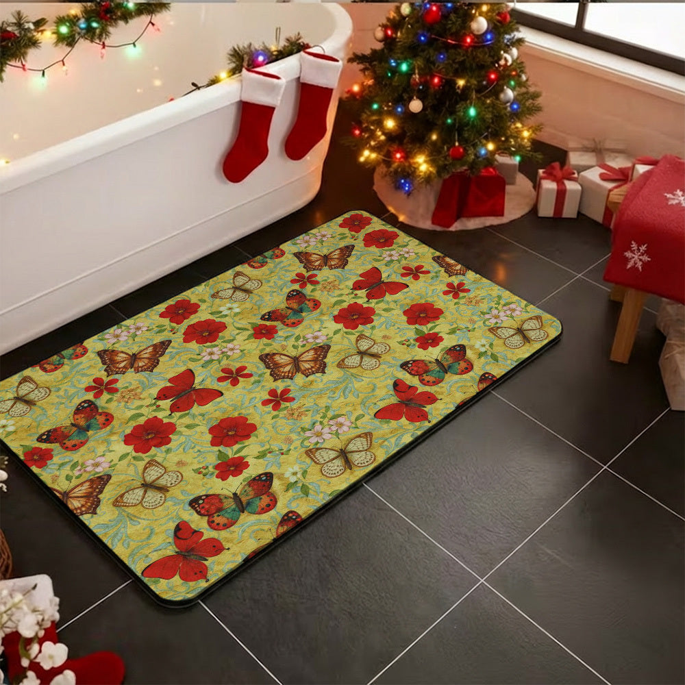 1pc Quick- Bathroom Mat Bath Rug Mat - Non-Slip, Absorbent Diatom Mud Floor Rug with Geometric Design for Shower & Entryway Bath
