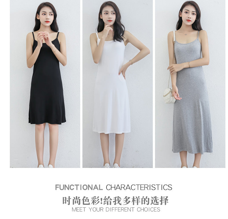 Spring and Summer modal bottoming suspender skirt women's underskirt versatile loose sleeveless vest skirt plus size dress