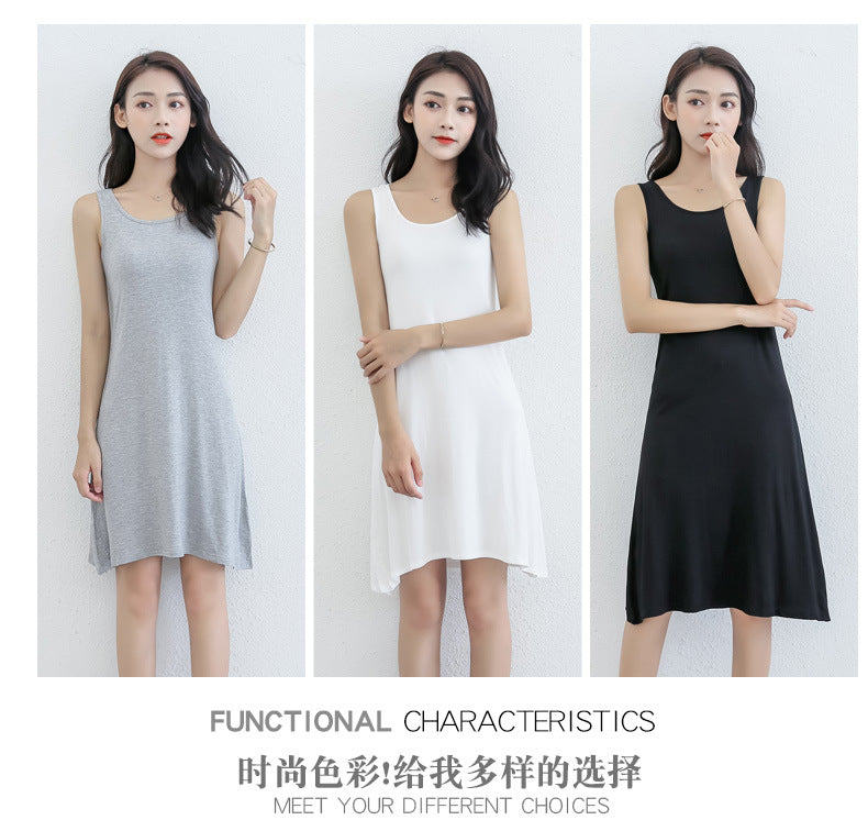 Spring and Summer modal bottoming suspender skirt women's underskirt versatile loose sleeveless vest skirt plus size dress