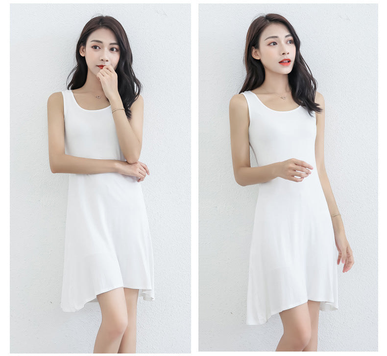 Spring and Summer modal bottoming suspender skirt women's underskirt versatile loose sleeveless vest skirt plus size dress