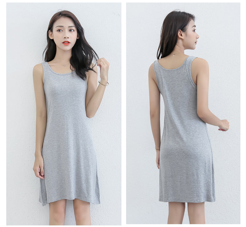 Spring and Summer modal bottoming suspender skirt women's underskirt versatile loose sleeveless vest skirt plus size dress