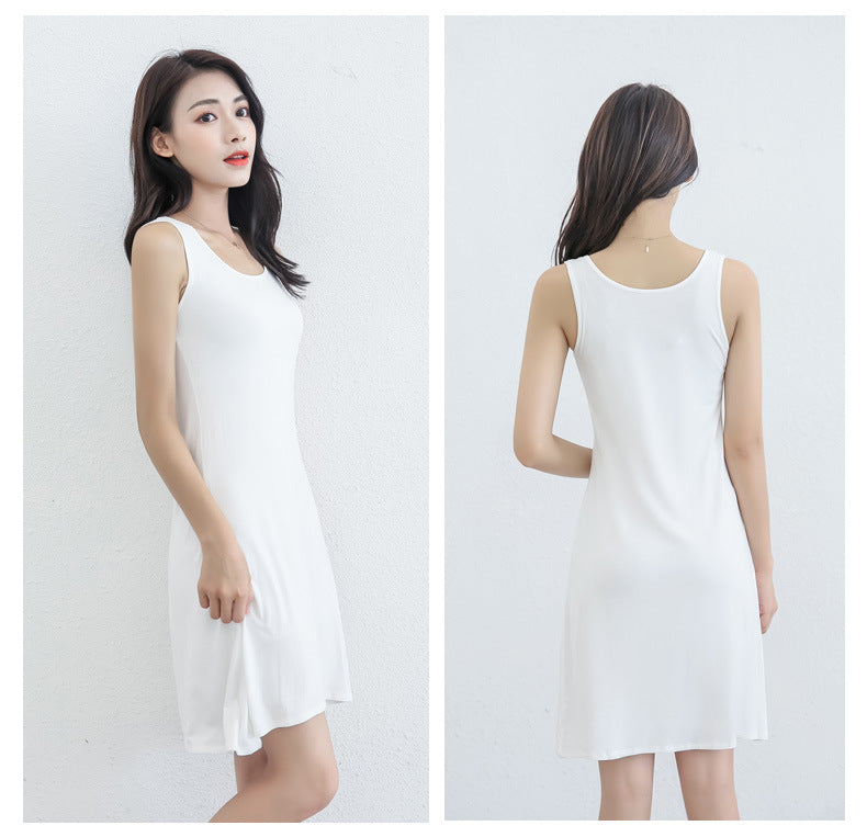 Spring and Summer modal bottoming suspender skirt women's underskirt versatile loose sleeveless vest skirt plus size dress