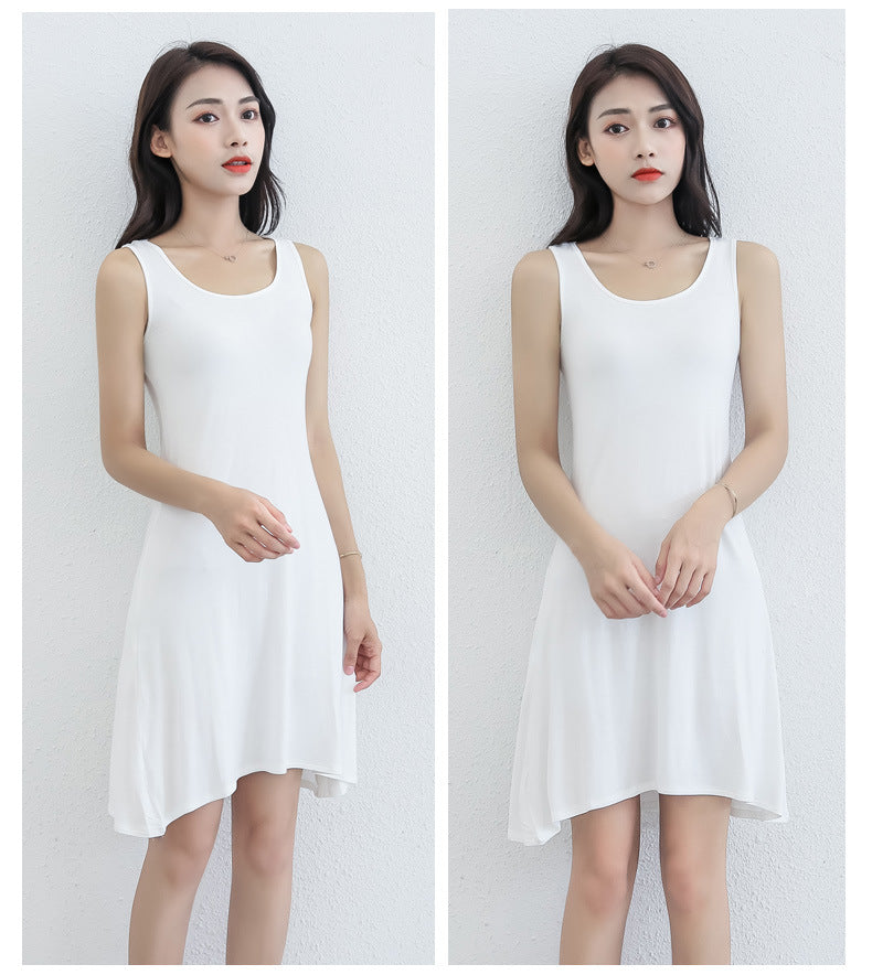 Spring and Summer modal bottoming suspender skirt women's underskirt versatile loose sleeveless vest skirt plus size dress