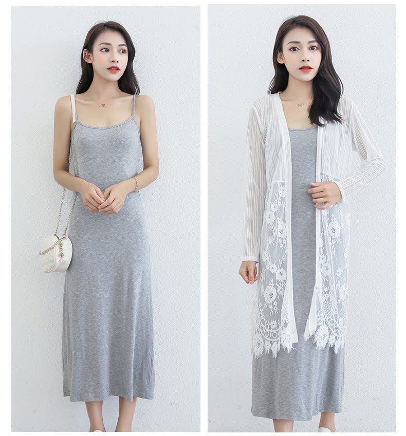 Spring and Summer modal bottoming suspender skirt women's underskirt versatile loose sleeveless vest skirt plus size dress