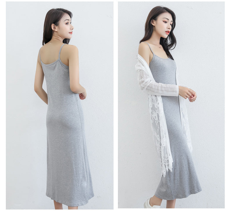 Spring and Summer modal bottoming suspender skirt women's underskirt versatile loose sleeveless vest skirt plus size dress
