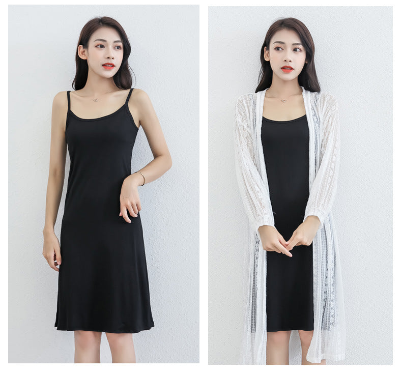 Spring and Summer modal bottoming suspender skirt women's underskirt versatile loose sleeveless vest skirt plus size dress