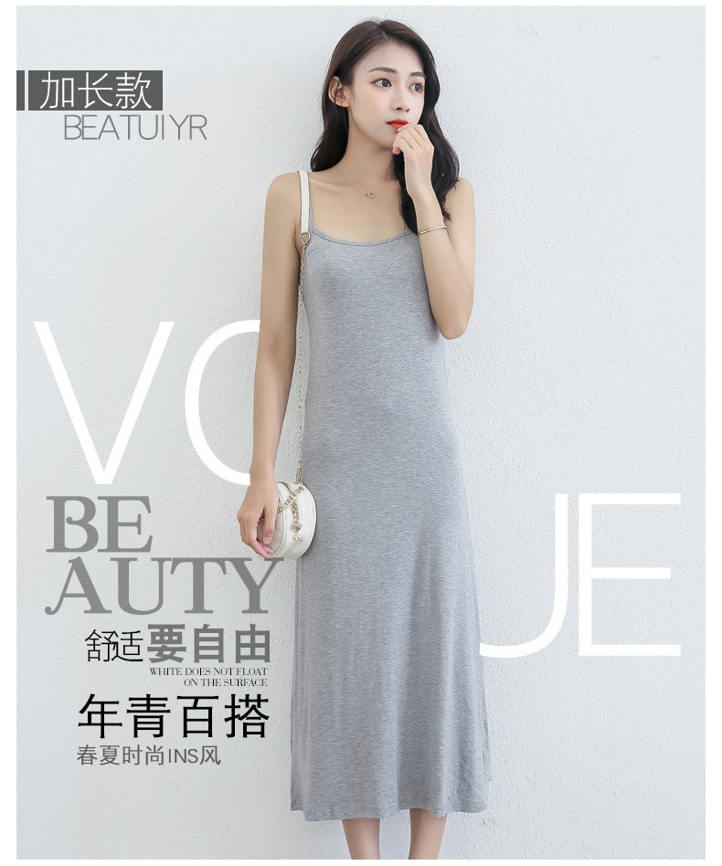 Spring and Summer modal bottoming suspender skirt women's underskirt versatile loose sleeveless vest skirt plus size dress