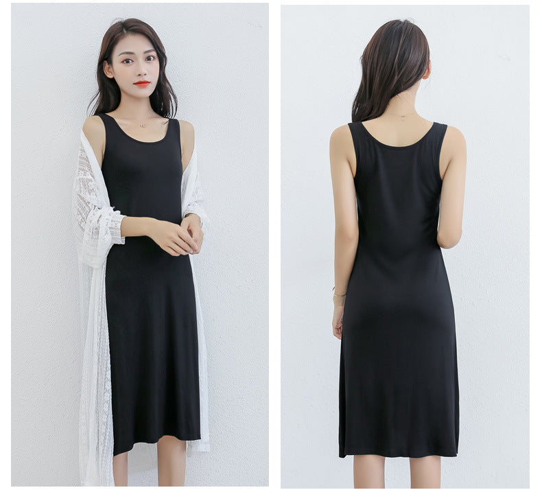Spring and Summer modal bottoming suspender skirt women's underskirt versatile loose sleeveless vest skirt plus size dress