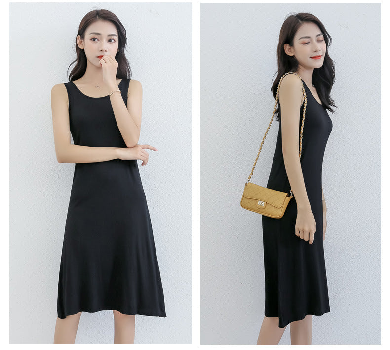 Spring and Summer modal bottoming suspender skirt women's underskirt versatile loose sleeveless vest skirt plus size dress