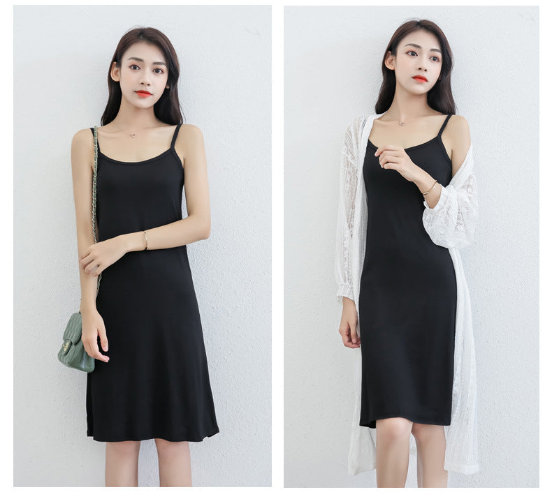 Spring and Summer modal bottoming suspender skirt women's underskirt versatile loose sleeveless vest skirt plus size dress