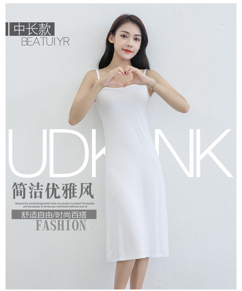 Spring and Summer modal bottoming suspender skirt women's underskirt versatile loose sleeveless vest skirt plus size dress