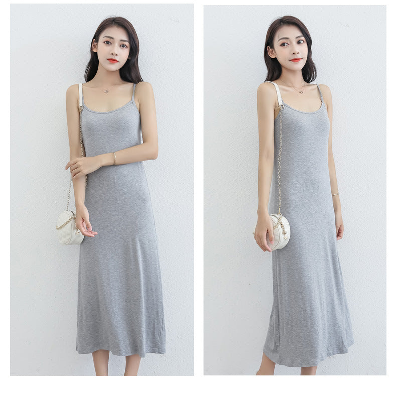 Spring and Summer modal bottoming suspender skirt women's underskirt versatile loose sleeveless vest skirt plus size dress