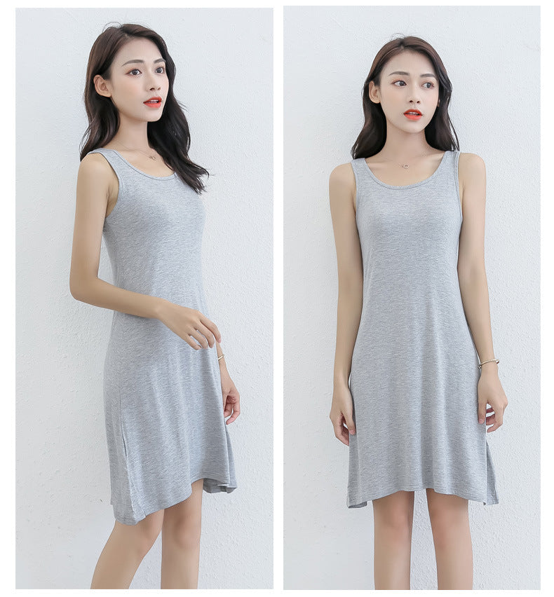 Spring and Summer modal bottoming suspender skirt women's underskirt versatile loose sleeveless vest skirt plus size dress