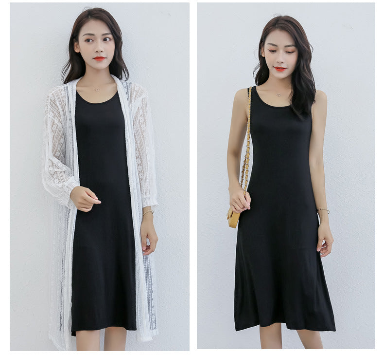 Spring and Summer modal bottoming suspender skirt women's underskirt versatile loose sleeveless vest skirt plus size dress
