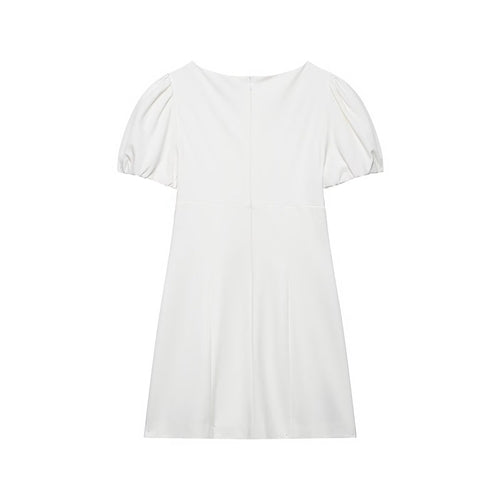 Spring Summer Women Clothing Sweet Slim Fit Pleated Pocket Short Dress
