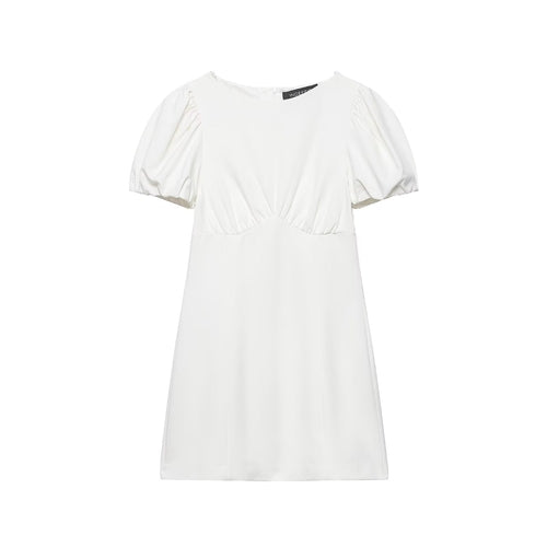 Spring Summer Women Clothing Sweet Slim Fit Pleated Pocket Short Dress