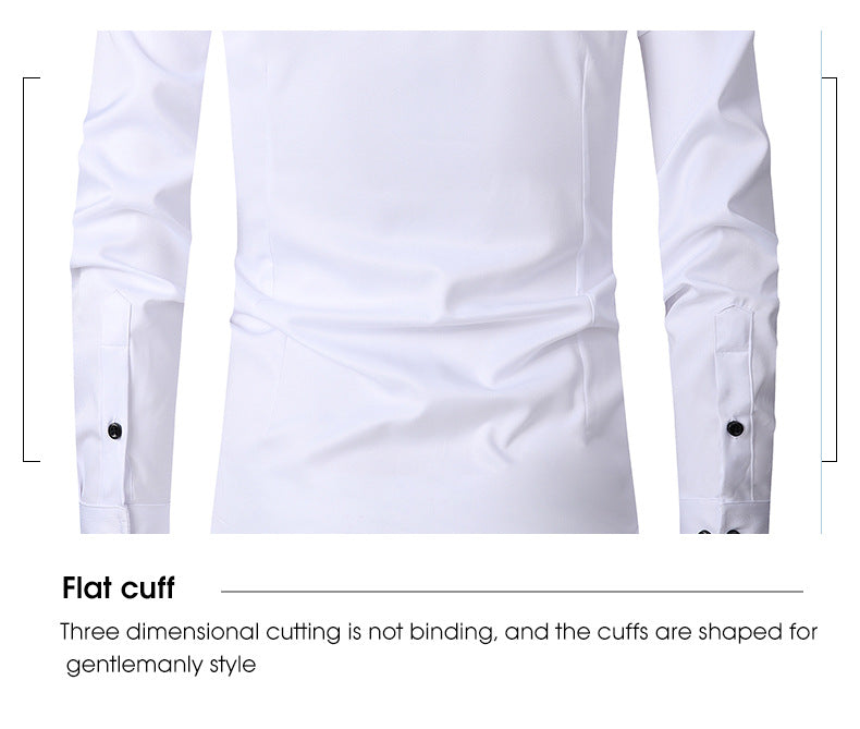 Solid Color Amazon Stretchy Plus-Size Men's Long-Sleeve Shirt, Men's Fashion Shirt, Slim Fit Outerwear