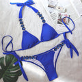 2022 European and American Sexy Bikini Plain Women's Split Strap Luxury Diamond Swimsuit Metal Chain Accessories Swimsuit