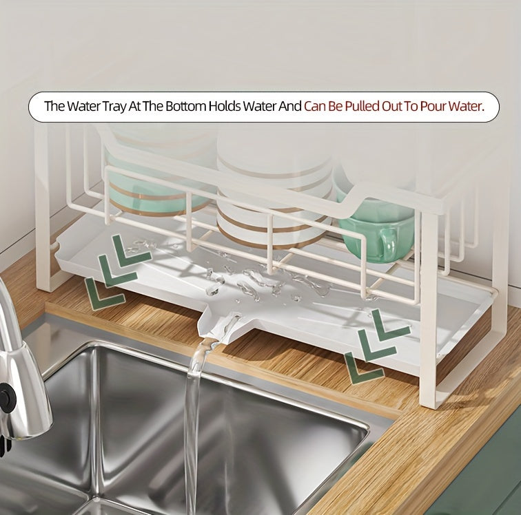 Kitchen Rack Double Layer Dish Sink Storage Rack Drain Rack Multifunctional Household Bowls, Plates, Chopsticks and Cup Rack