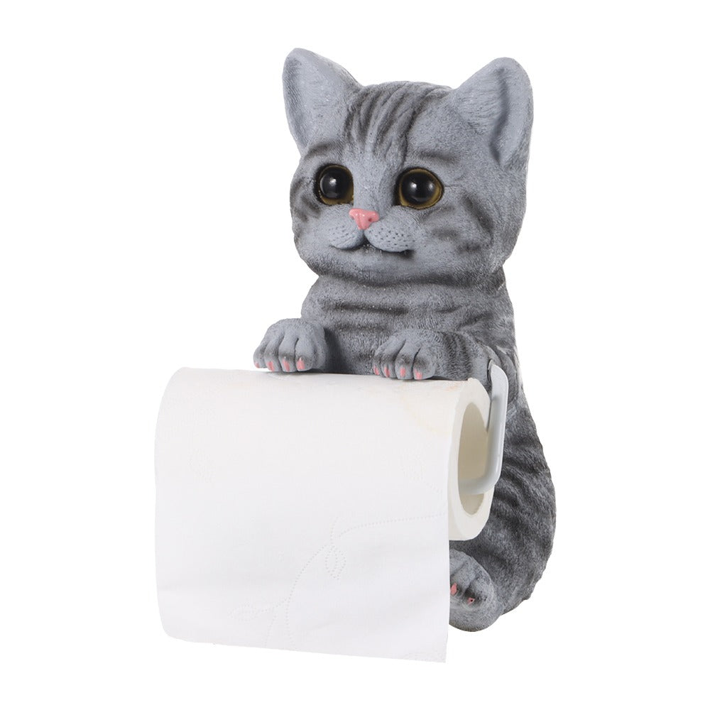 Resin Cat Toilet Paper Holder Wall Mounted Storage Dispenser Bathroom Paper Towel Dispenser Kitchen Tissue Dispenser
