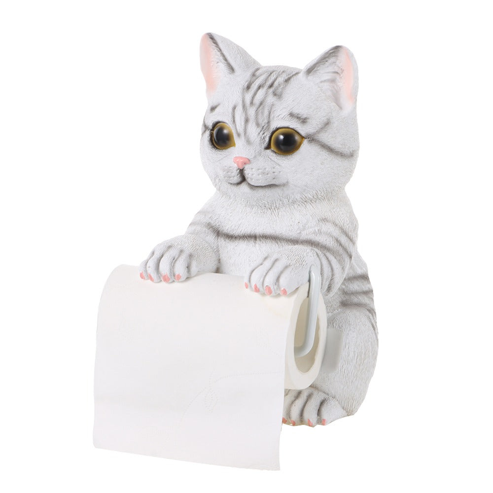 Resin Cat Toilet Paper Holder Wall Mounted Storage Dispenser Bathroom Paper Towel Dispenser Kitchen Tissue Dispenser
