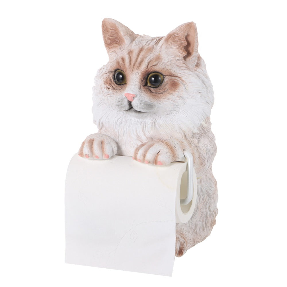 Resin Cat Toilet Paper Holder Wall Mounted Storage Dispenser Bathroom Paper Towel Dispenser Kitchen Tissue Dispenser