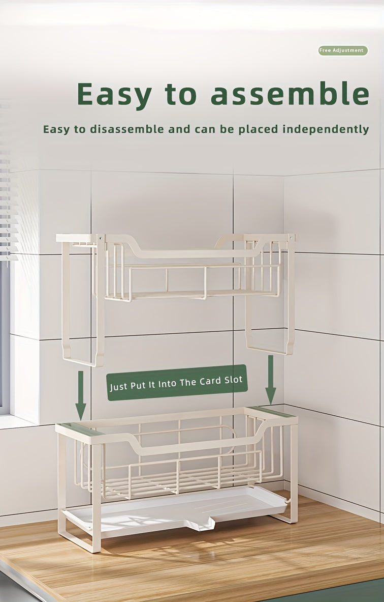 Kitchen Rack Double Layer Dish Sink Storage Rack Drain Rack Multifunctional Household Bowls, Plates, Chopsticks and Cup Rack