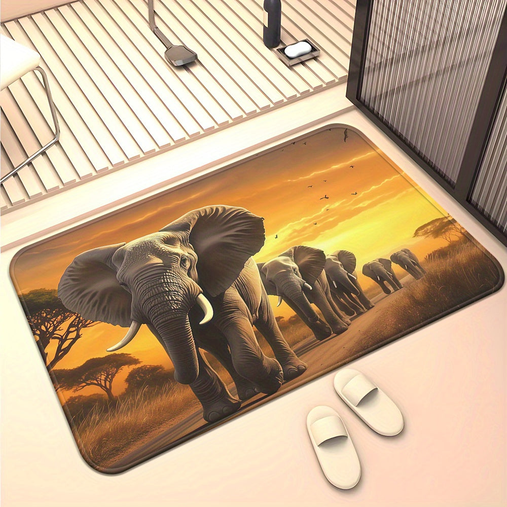 1pc Quick- Bathroom Mat Bath Rug Mat - Non-Slip, Absorbent Diatom Mud Floor Rug with Geometric Design for Shower & Entryway Bath