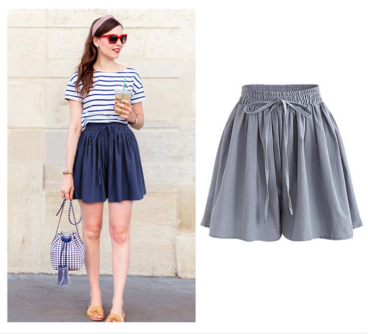 Large Size Wide Leg Shorts for Women Summer Plus Fat New Chiffon Pants Skirt Single Layer Elastic Waist Loose Versatile Korean Style Casual Pants