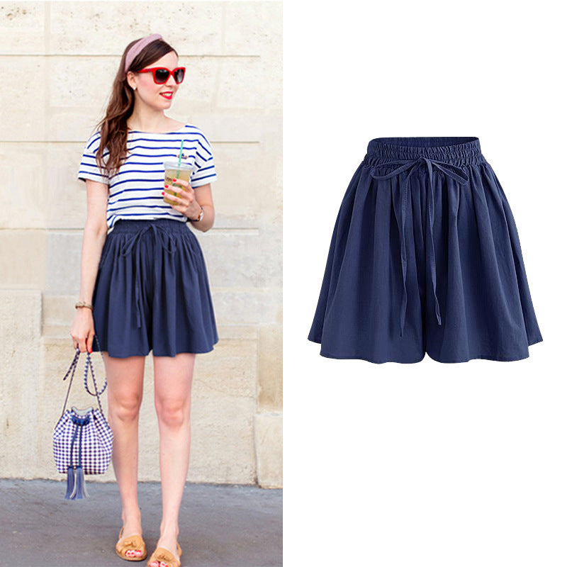 Large Size Wide Leg Shorts for Women Summer Plus Fat New Chiffon Pants Skirt Single Layer Elastic Waist Loose Versatile Korean Style Casual Pants
