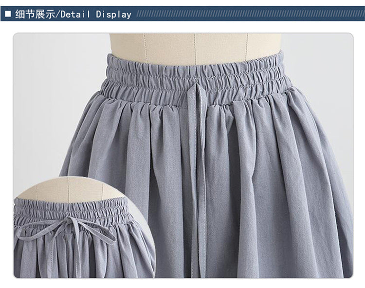 Large Size Wide Leg Shorts for Women Summer Plus Fat New Chiffon Pants Skirt Single Layer Elastic Waist Loose Versatile Korean Style Casual Pants