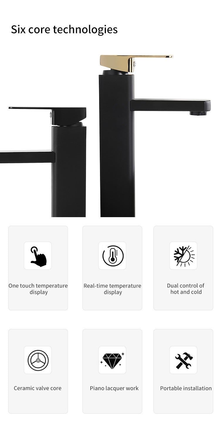 Touch LED Digital Faucet Temperature Display Basin Faucet Hot Cold Mixer Tap Ceramic Valve Core Kitchen Bathroom Accessories