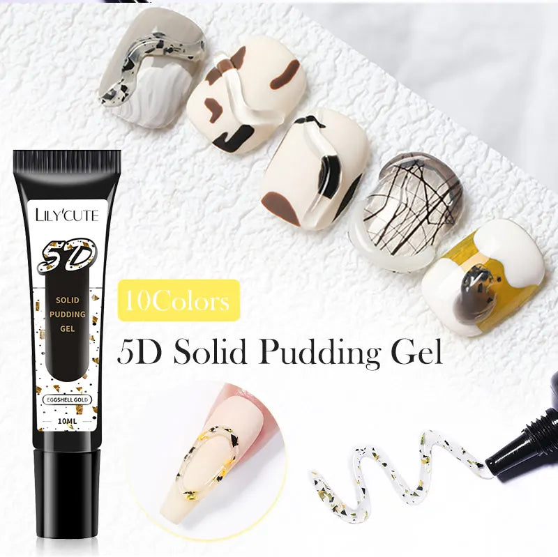 LILY'CUTE 10ml Solid Pudding Emboss Liner Gel Nail Polish Korean-style Painting Texture Modeling Stereoscopic Shaping Nail Art