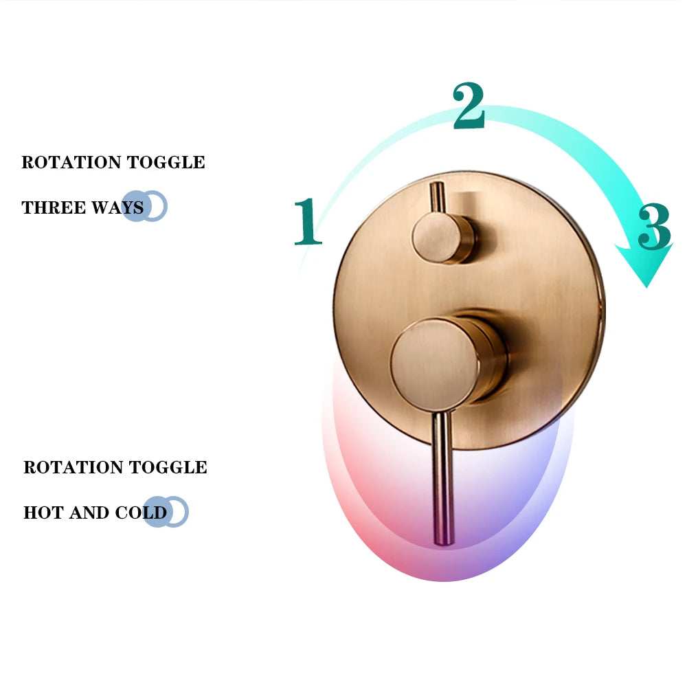 Bathroom Shower Faucet Brushed Rose Gold Smesiteli Brass 3 Way Diverter Valve Kit Hot & Cold Mixer Tap Tub Spout Hand Spray