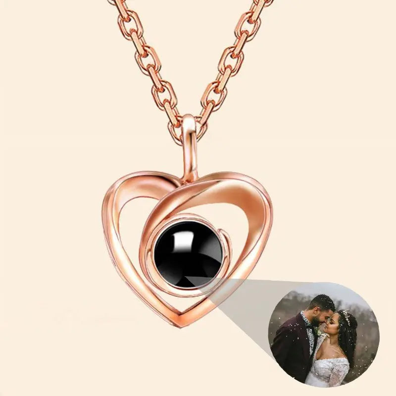 Dascusto Love Necklace Custom Projection Photo Necklace Personalized Couples Picture Necklace Memorial Gift For Your Girlfriend