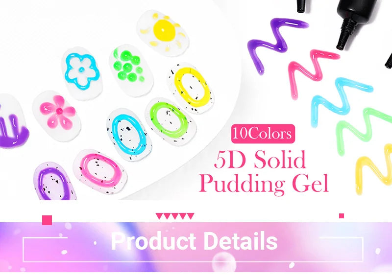 LILY'CUTE 10ml Solid Pudding Emboss Liner Gel Nail Polish Korean-style Painting Texture Modeling Stereoscopic Shaping Nail Art