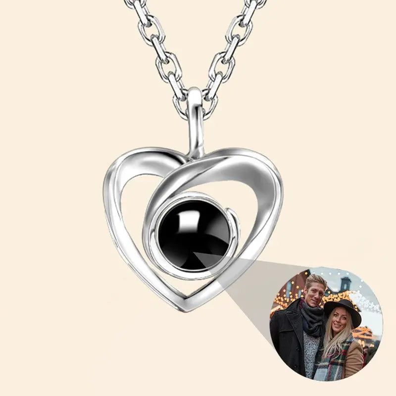 Dascusto Love Necklace Custom Projection Photo Necklace Personalized Couples Picture Necklace Memorial Gift For Your Girlfriend