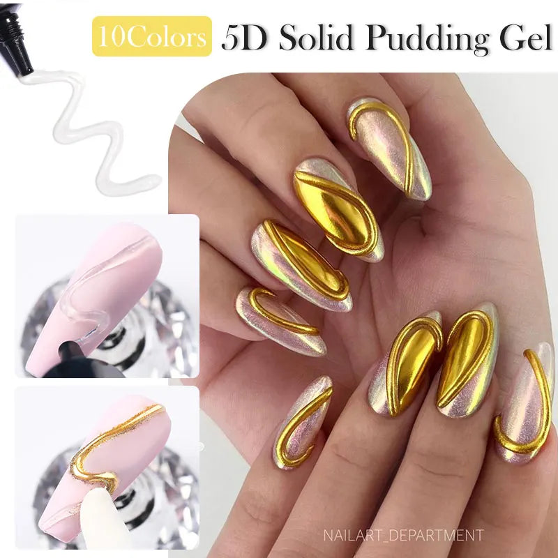 LILY'CUTE 10ml Solid Pudding Emboss Liner Gel Nail Polish Korean-style Painting Texture Modeling Stereoscopic Shaping Nail Art
