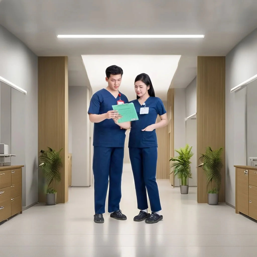 FMF Unisex Needle Detection Doctors & Nurses WFX-CVC 52% Cotton 45% Polyester 3% Spandex Fabric Medical Scrub Set