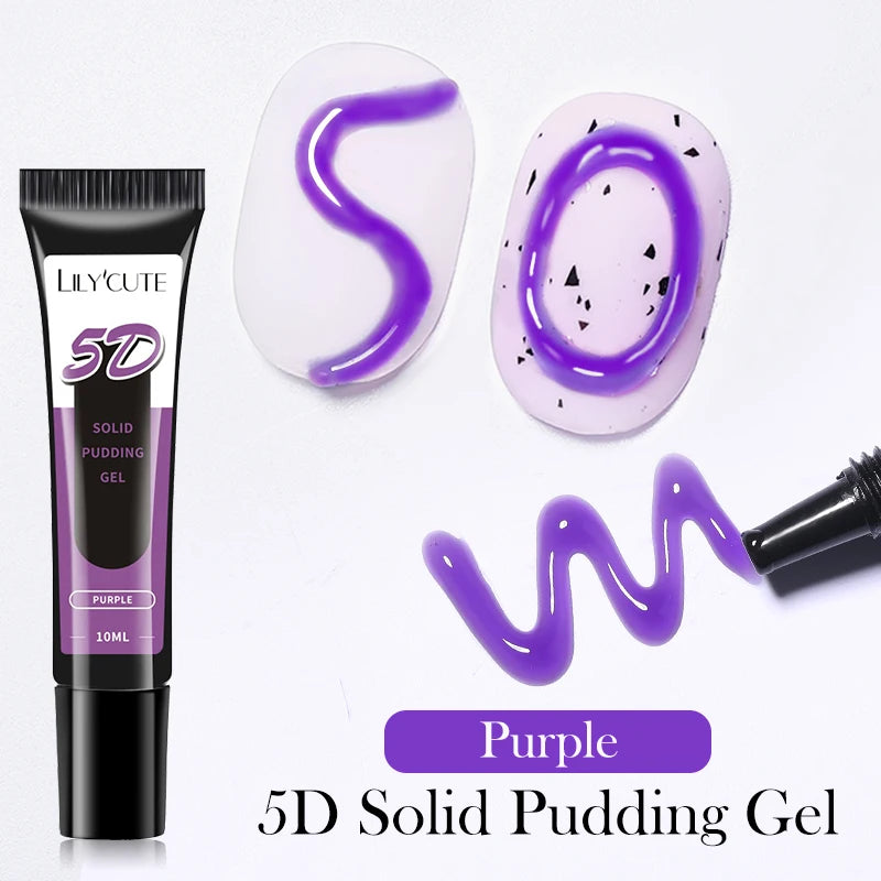 LILY'CUTE 10ml Solid Pudding Emboss Liner Gel Nail Polish Korean-style Painting Texture Modeling Stereoscopic Shaping Nail Art