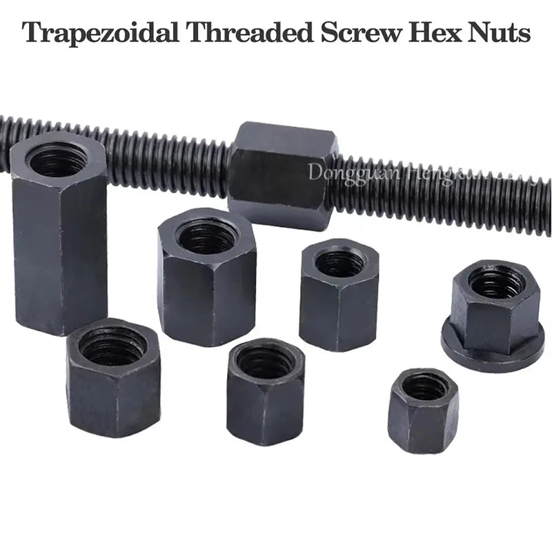 T12-T45 Trapezoidal Lead Screw Left/Right Rotary Thread Hex Nut CNC Machine 3D Printer Linear Shaft Carbon Steel ACME Thread