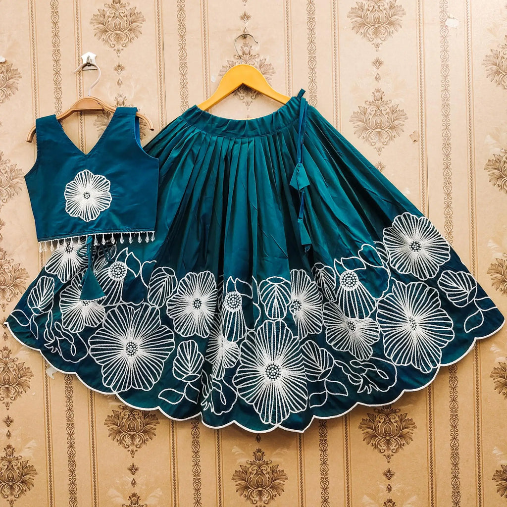 Elegant Traditional Banarasi Silk Sequined Embroidery Lehenga Choli Floor-Length Full Stitched Girls All Seasons Wedding