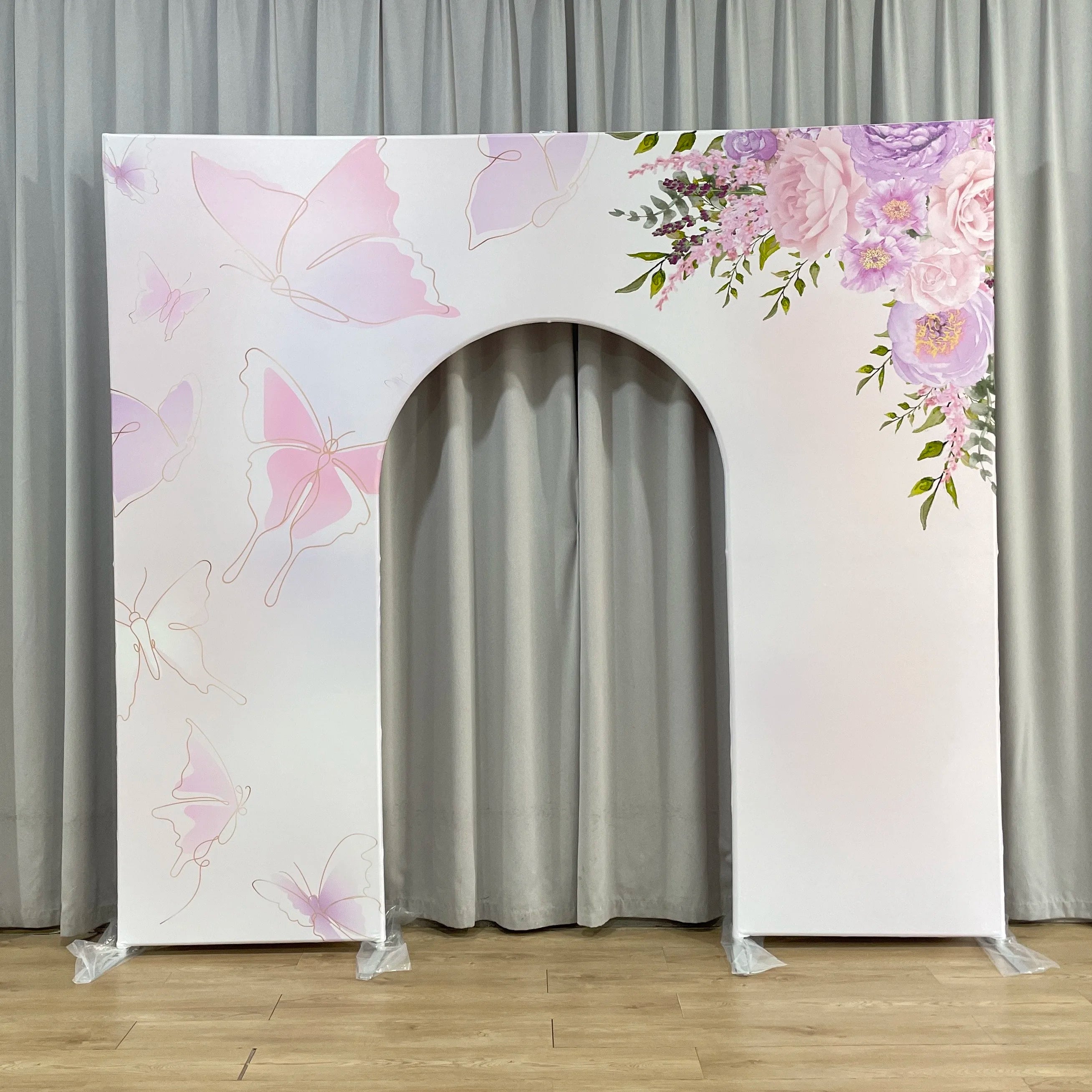 10x9ft Aluminum Alloy Tube Fabric Cover Welcome Open Door Backdrop Stand Arch for Wedding Birthday Baby Shower