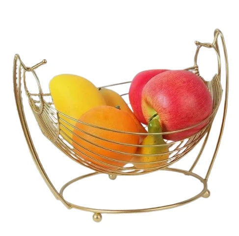 Tabletop Kitchenware Wholesaler Handmade Iron Basket for Fruit Storage Basket Gold Wire Fruit Storage Basket